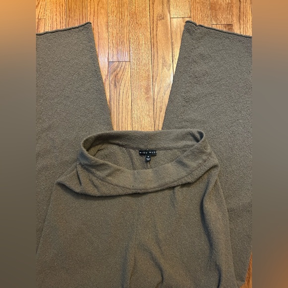 Miou Muse Brown Wide-Leg Pants – Women’s Medium, Soft Knit Trousers, Stretchy - Picture 2 of 4